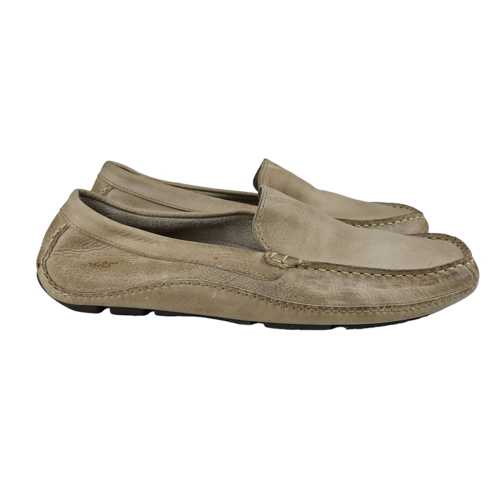 Kickers men's taupe leather slip-on driving loafers size EUR 42 and US 8.5